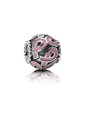 Authentic Pandora Sterling Silver Ribbon, Pink Enamel Charm Limited Edition